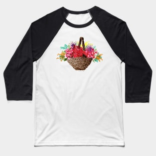 Basket full of Flowers Watercolour Painting Baseball T-Shirt